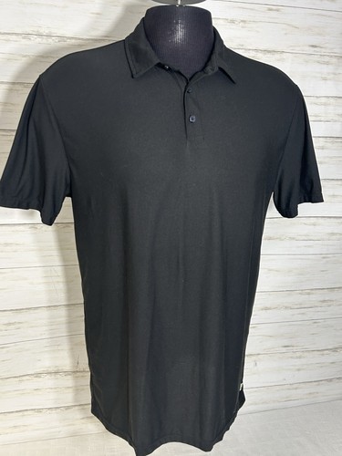 Vuori Strato Tech Polo Shirt Mens Large Black Performance Stretch Casual V188