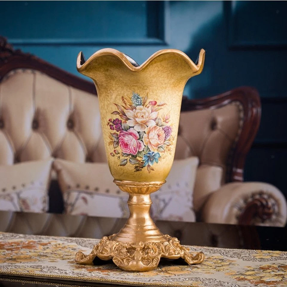 Vintage Style Decorative Vase Gift Ornament Stand Resin Floral Container for