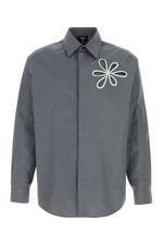 FENDI Dark Gray Poplin Shirt New  Authentic