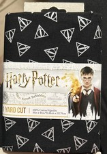 Harry Potter Fabric Deathly Hallows Silver/Black 1 Yard Cut 100 Cotton 36"x44"
