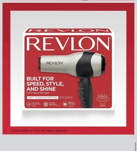 Revlon Turbo-Speed Séchoir à cheveux 1875W Diffuseur argent/noir Ionique 3 Chaleur 2 Vitesse