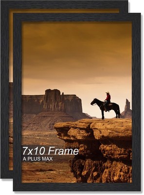 A PLUS MAX 7x10 Picture Frame Set of 2, Black Engineered Wood 7x10, 