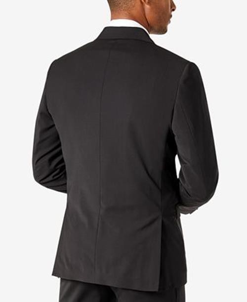 Calvin Klein Mens Slim fit Tuxedo Jacket Blazer 44 R Black Solid Stretch thumbnail 2