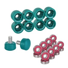 C SEVEN C7skates Roller Skate Wheels and Stoppers Combo, Green