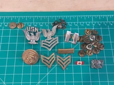 Military Pin Lot USN United States Navy Insignia Eagle Bar Insignia Globe Anchor