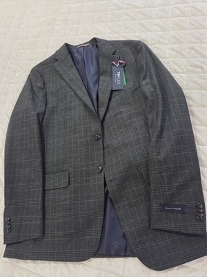 Tommy Hilfiger Plaid Blazer  Olive Brown 42 Long Two-Button Men's