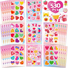 530 PCS Valentines Day Stickers for Kids, Valentines Heart Stickers for Kids Cla