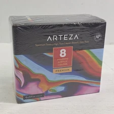 Arteza Acrylic Pouring Paint Set 8 Rainbow Colors 4 oz Bottles High-Flow Paint