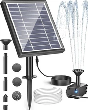 Solar Fountain for Bird Bath Panel Kit Outdoor Water Pump w 4Ft Tubing Pond