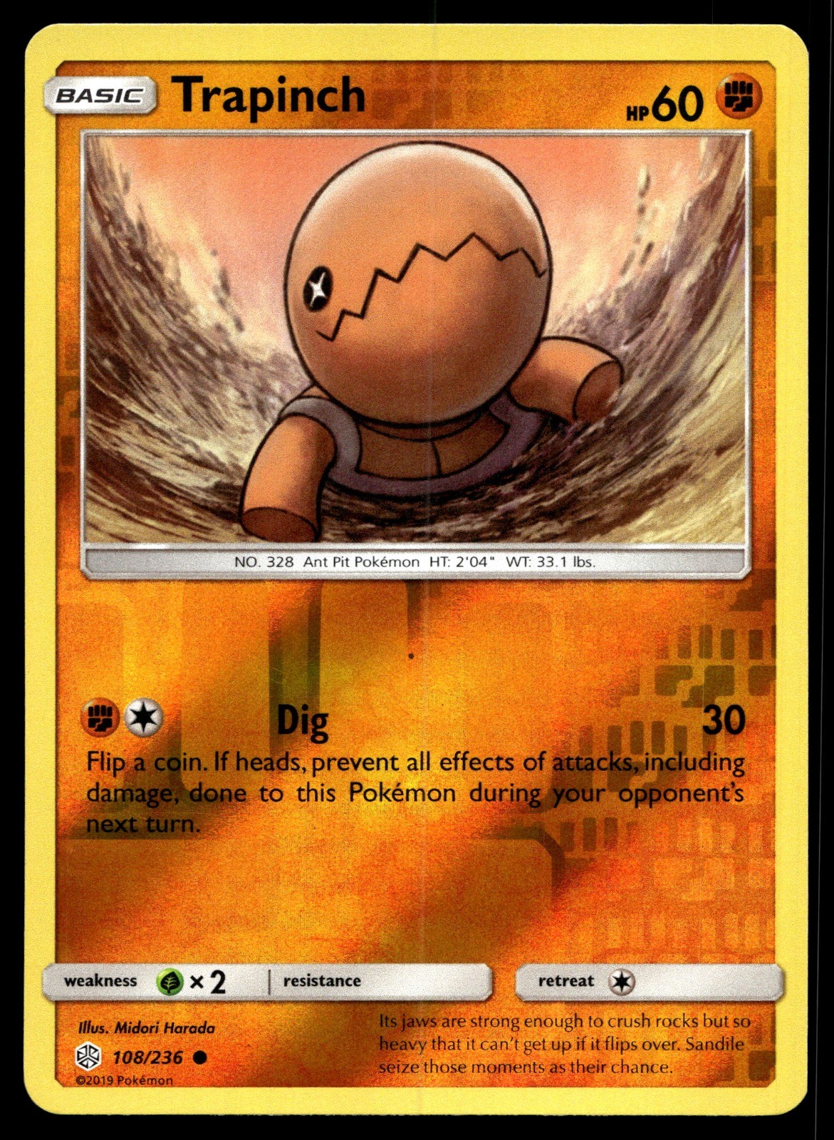 Trapinch Reverse Holo Common SM - Cosmic Eclipse 108/236 NM