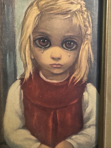 VTG 1962 Keane Painting Framed Art Illinois Moulding Co. Reject Framed 11 X 5” - Picture 2 of 20