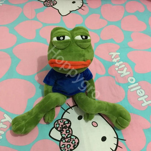 Peluche rana triste animale 45 cm peluche morbido cuscino espressione magica pepe rana sadfrog - Foto 6 di 9