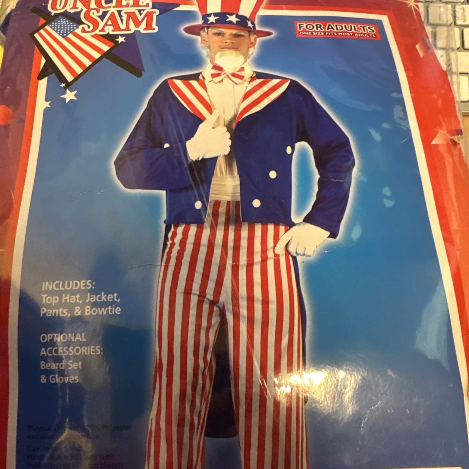Uncle Sam Costume Mens American Army Independence Day 4th July Fancy Dress Outfi