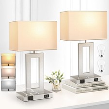 3 Color Temperatures Touch Control Table Lamps Set of 2, Stepless Dimmable Be...