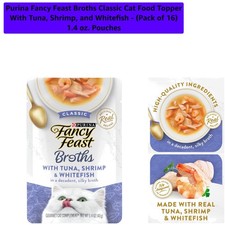 Purina Broths Classic Cat Food Topper With Tuna, Shrimp & Whitefish - 16 Pouches