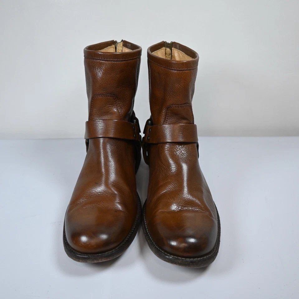 Frye Mujer Cuero Marrón Phillip Arnés Botines 10 Western Vaquero Motociclista Foto 2 de 4