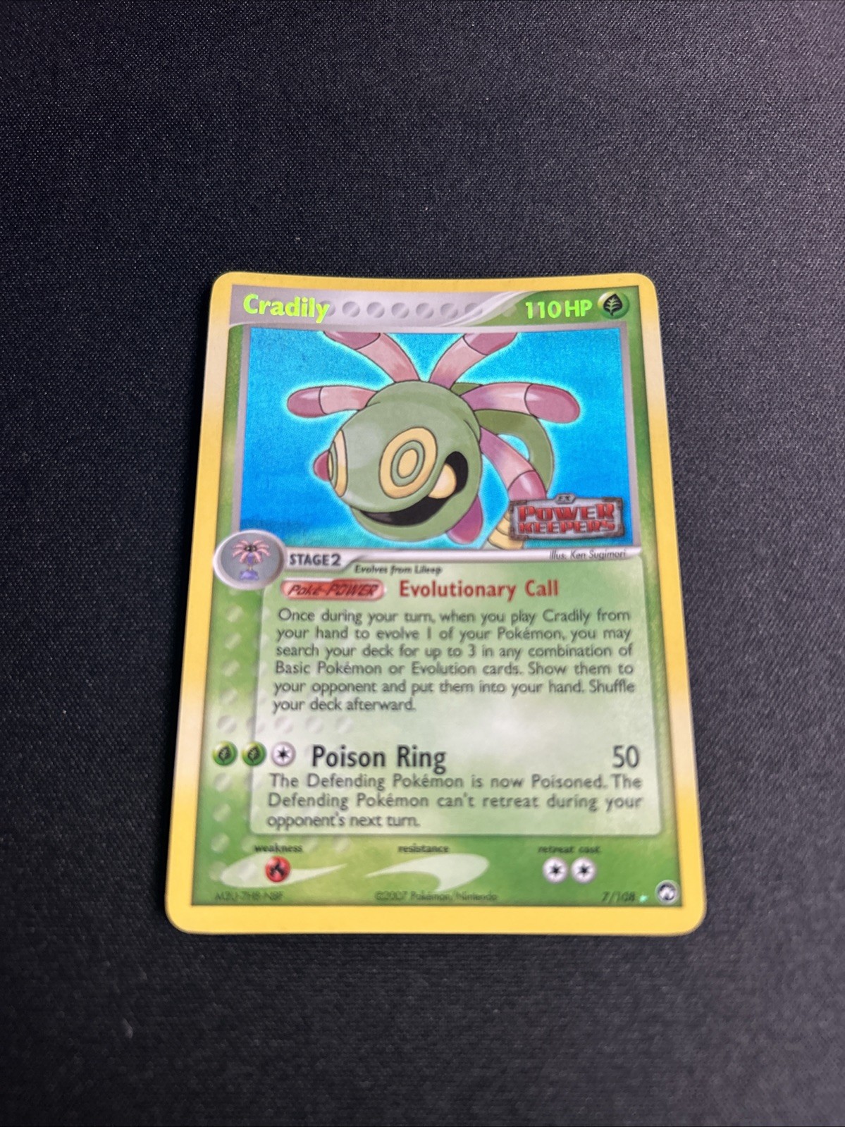 Cradily 7/108 Reverse Holo EX Power Keepers Pokemon Card Stamped NM-