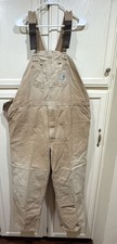 vtg Carhartt Bib Overalls DOUBLE KNEE mens 46x32 duck canvas brown R01 BRN