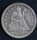 1853 Seated Quarter Dollar Ch VF w/A&R