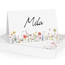 50pcs Flower Wedding Place Cards for Table Pre-Scored Name 8.5x5.5cm