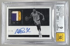 Magic Johnson 2016 Panini Noir Prime Color Patch Auto 5/40 BGS 9/10