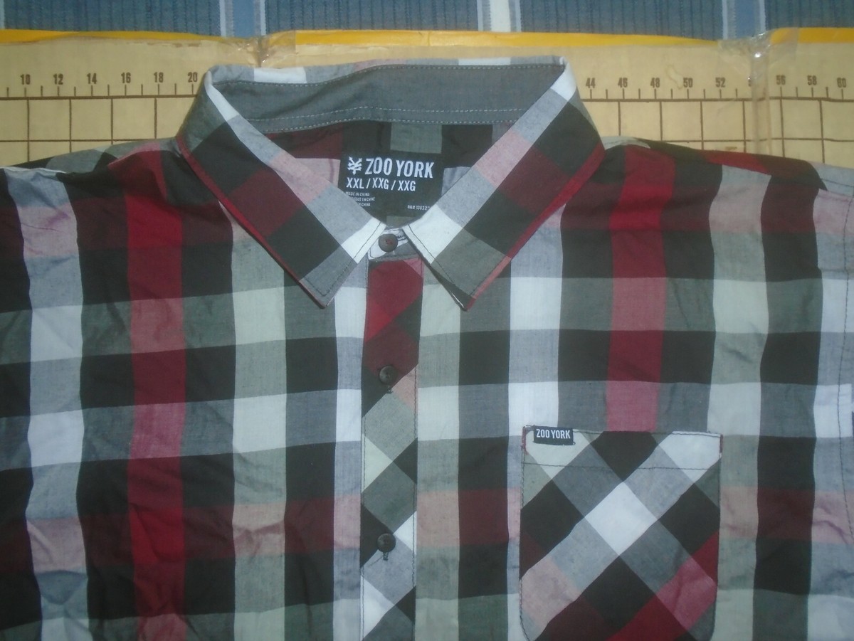 MENS 2XL BLACK/PURPLE/WHITE ZOO YORK SS BUTTON UP SHIRT - NWT | eBay