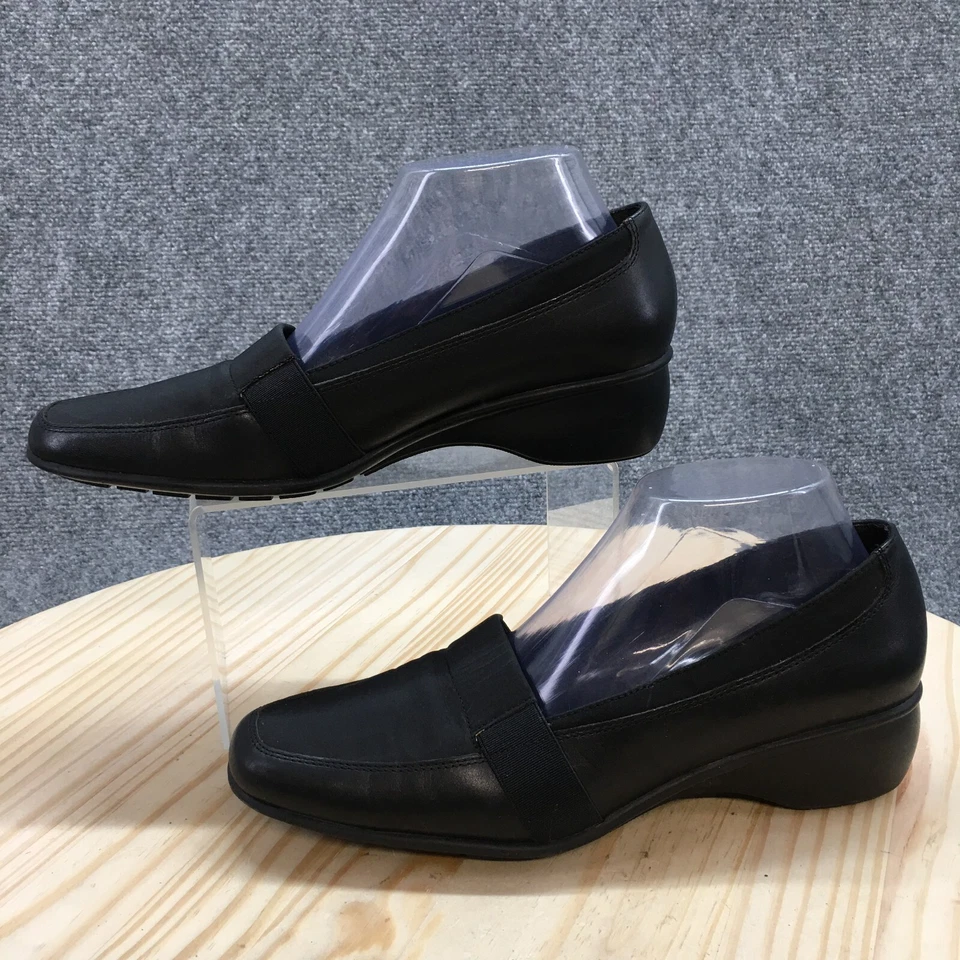 Liz Baker Zapatos Mujer 9 M Cuña Sin Cordones Mocasines Cuero Negro Informal Cómodo Foto 2 de 4