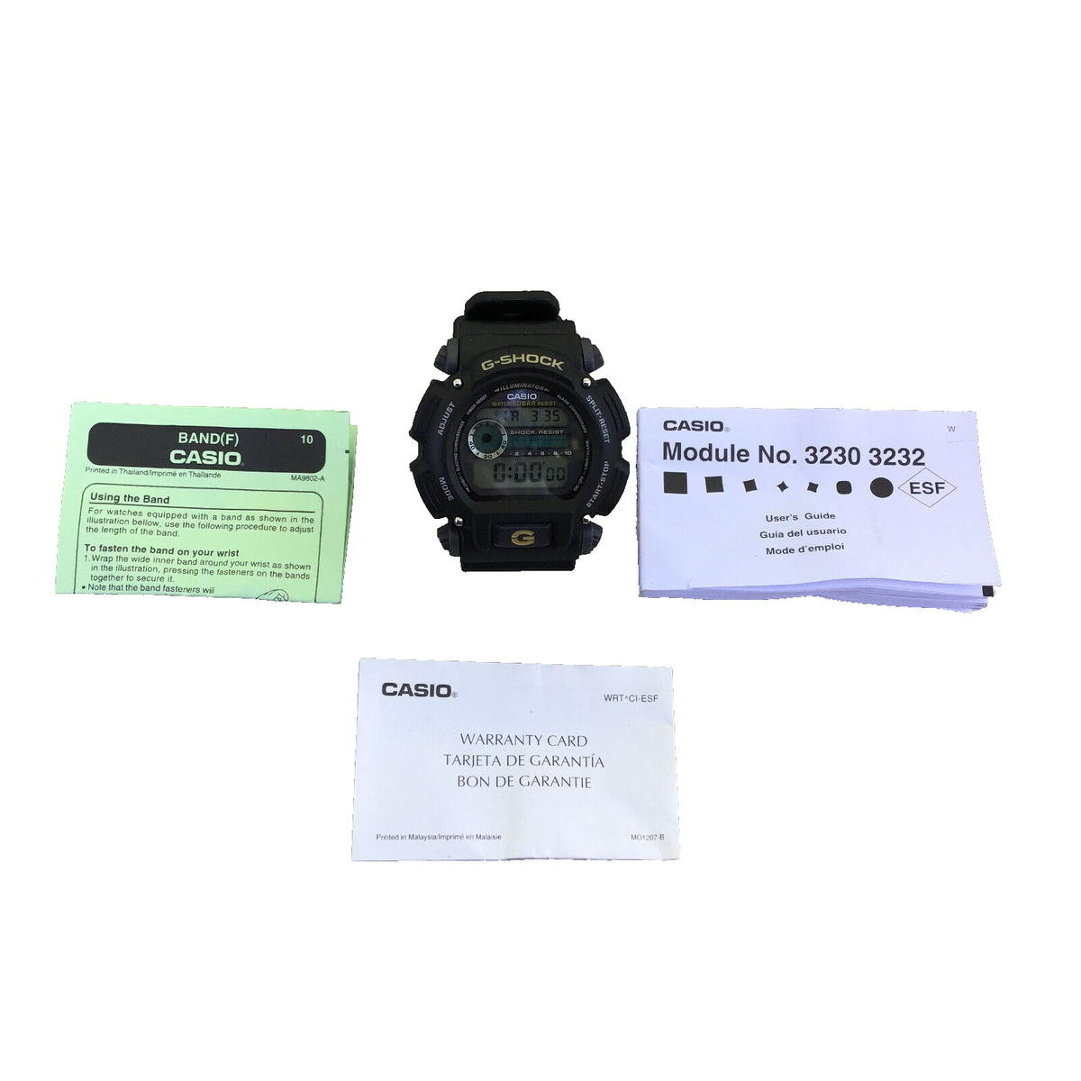 Casio G-Shock Men's Watch DW-9052 3232 Black Chronograph w/ Manual