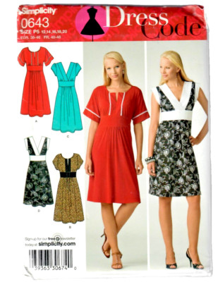 Simplicity ''Dress Code'' Sewing Pattern 0643 Misses/Women's Plus 12-20 Dress Var