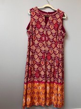 Wisp Woman Sleeveless Maroon and Orange Dres Size 22W