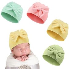 Cuffbow 4 Pcs Preemie Hats Bow Preemie Cap Warm Premature One Size Lively Color