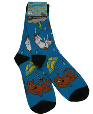 Pawty Animal Unisex Crew Socks Raining Cats and Dogs Novelty Fun OSFM