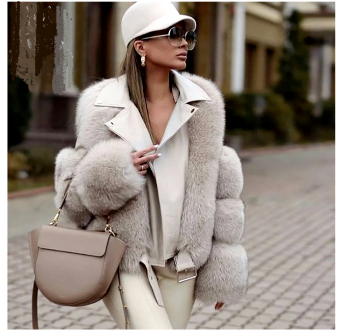 WOMENS GENUINE FOX FUR LEATHER JACKET FASHION COAT *SHORT VARIOUS COLORS