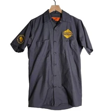 Red Kap Titletown Brewing Co Work Shirt Men's S Grey Button Front Green Bay