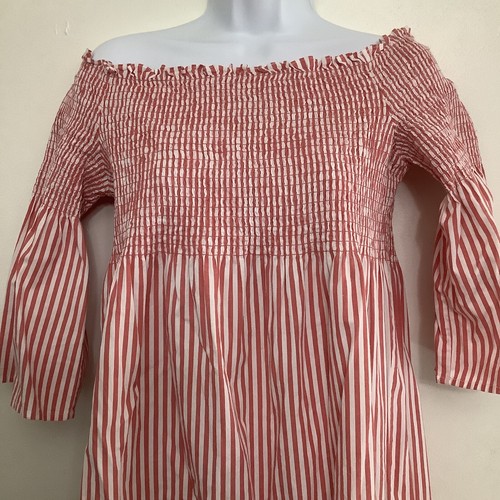 Michael Kors Women’s Off Shoulder Dress Bell Sleeves Red White Size Medium - Picture 6 of 19