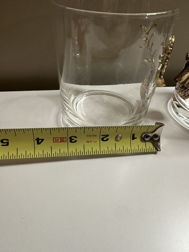 Stag Deer Whiskey Glasses Gold 3-D Gold Set Of 2 No Box - Picture 7 of 8