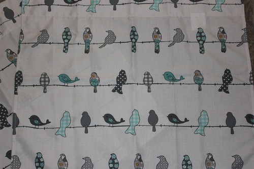 SuPeR CuTe! Teal & Gray Rowley Birds on a Wire 24" Tier Half Curtains! 2 Avbl! - Picture 2 of 4