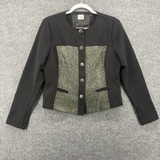 Cabi Blazer Jacket Womens M Black Snap On Office Ladies Preppy Formal Career