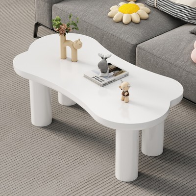 Unregelmäßiger Knochenform Couchtisch, 113x58cm, MDF & PVC, Mit Filzunterlage