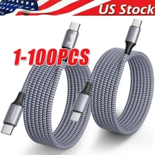 60W USB-C to USB-C Cable Fast Charger lot PD Nylon Cord iPhone 16 15 Pro Samsung