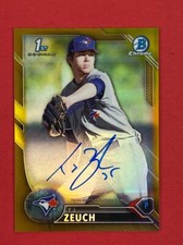 2016 Bowman Chrome TJ Zeuch 1st Prospect Autograph Gold Refractor /50 Blue Jays