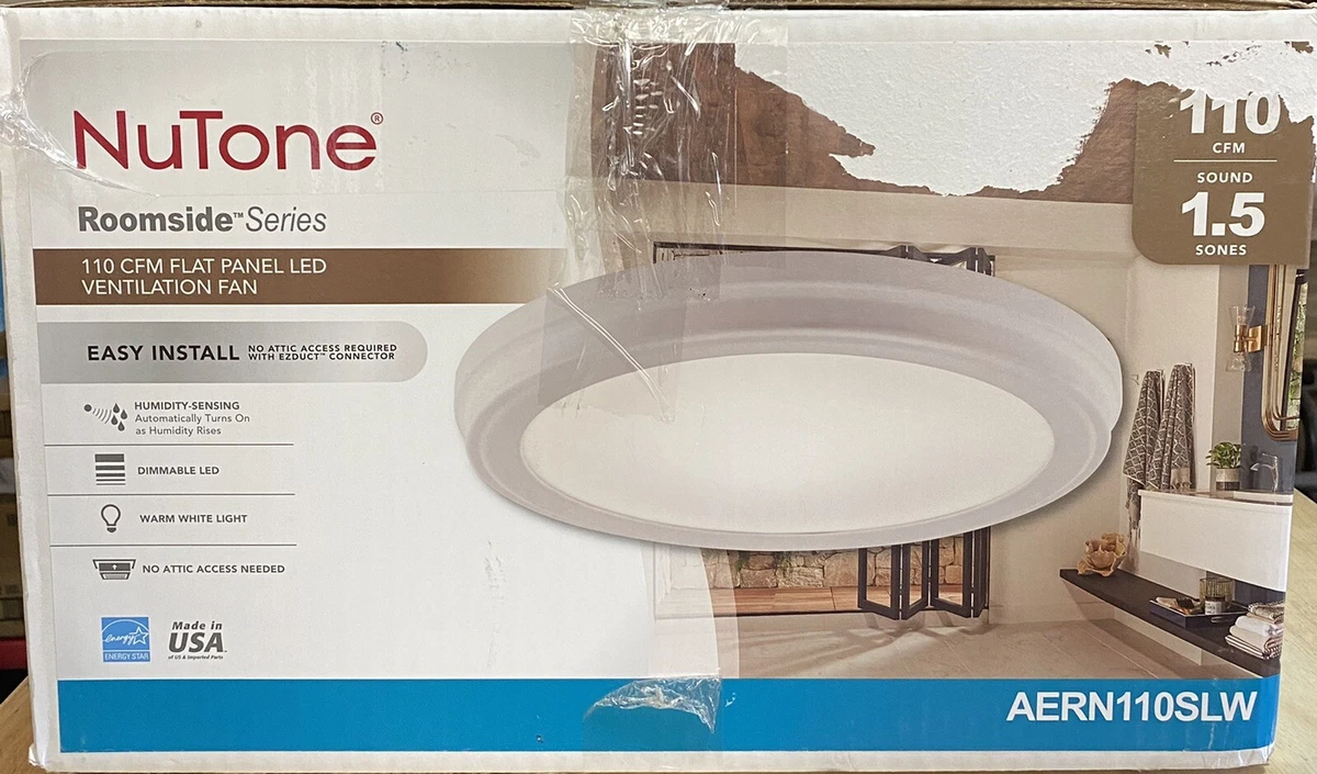 NuTone 110 CFM Bathroom Exhaust Fan With LED Light u0026amp; Humidity Sensing  AERN110SLW | eBay