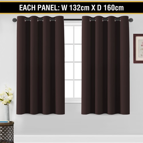 2 x Blockout Curtains Blackout Bedroom Curtain Draperies Eyelet ,Brown - Picture 9 of 13