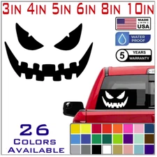 Pumpkin Face Vinyl Decal - Halloween Creepy Smile Scary - Die Cut Sticker (S7)