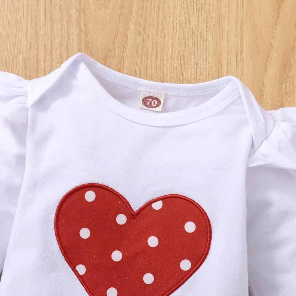 Newborn Baby Girl Tops Romper Bodysuit Jumpsuit Polka Dot Pants Outfits Clothes - Image 4 of 4