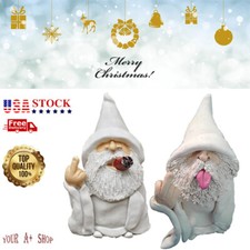 Funny Smoking White Wizard Gnome Statue Garden Yard Lawn Ornament Decor Gift US