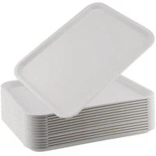 Plastic Fast Food Tray 14"x10" White Rectangular Cafeteria Serving 14 Pack