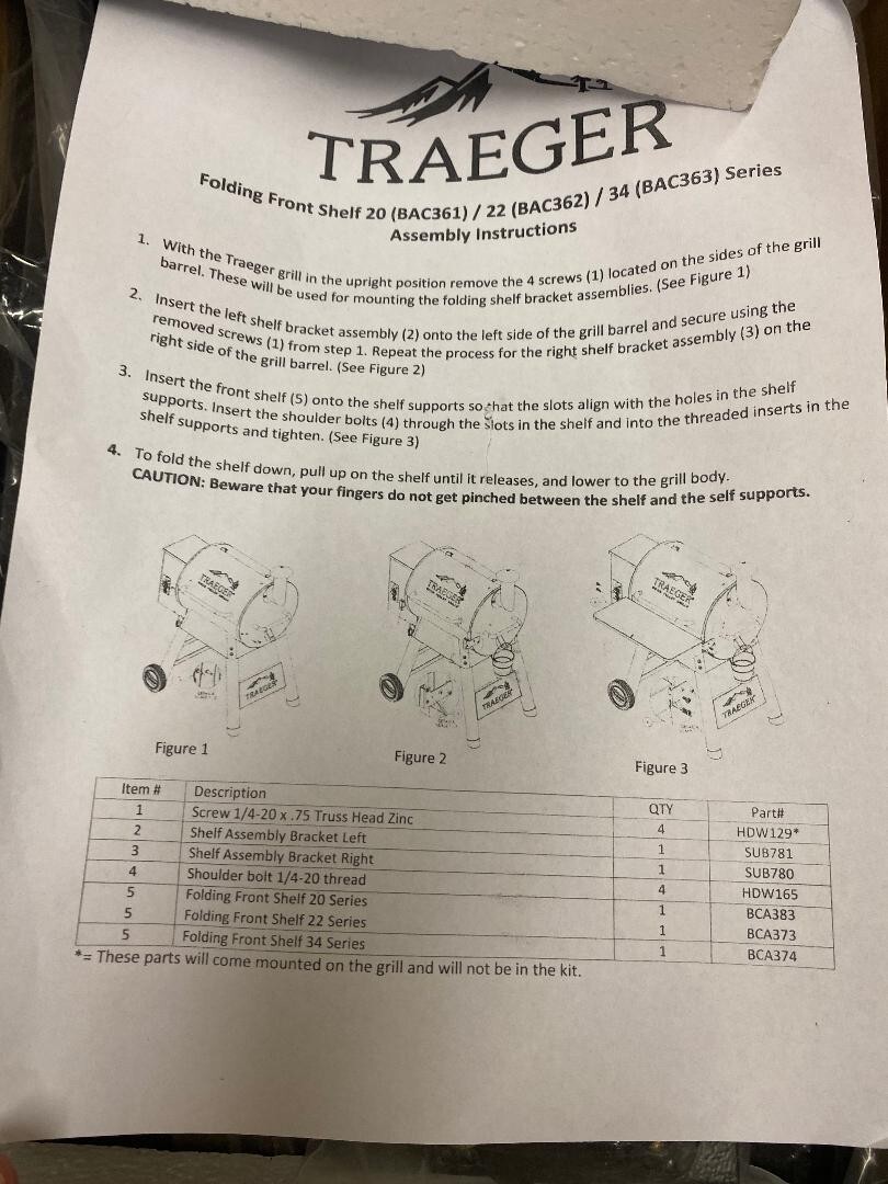 AJinTeby Folding Front Shelf with Bracket Fits for Traeger 20 Series Pellet Gril