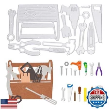 GLOBLELAND Toolbox and Tools Cutting Dies for Card Making Father's Tool Cut D