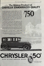 1926 Chrysler 50 Automobile Standardized Quality Coupe Coach Sedan VTG Print Ad